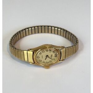 Vintage Timex Ladies Quartz Watch Gold Tone Stretch Band Untested